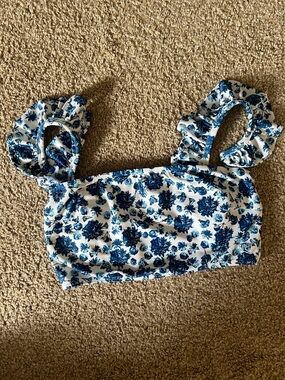 Albion Santorini Floral Ruffle Bikini Top Size M